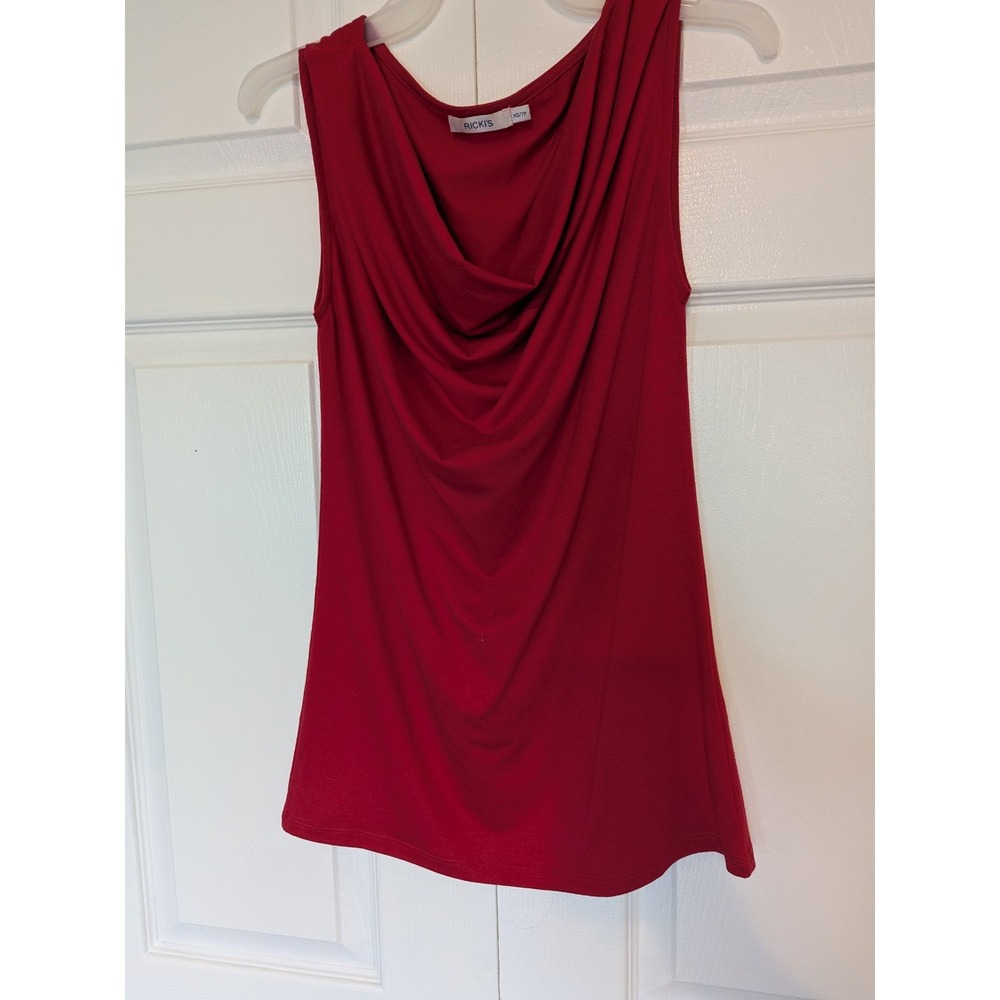 Ricki's Sleeveless Draped Front Womens XS Red Top Shirt‎ Classy Cowl Neck